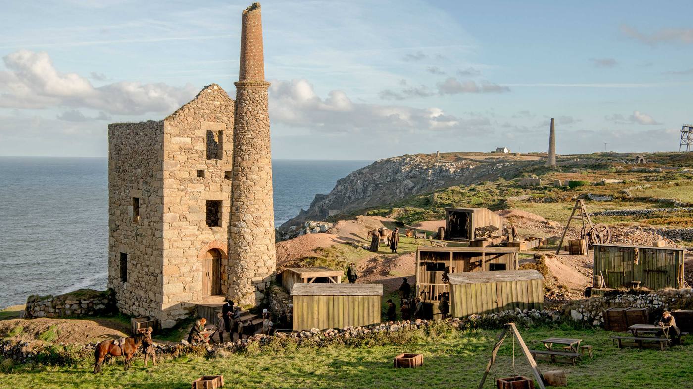 Cornish engine house and mine workings, the landscape behind Poldark